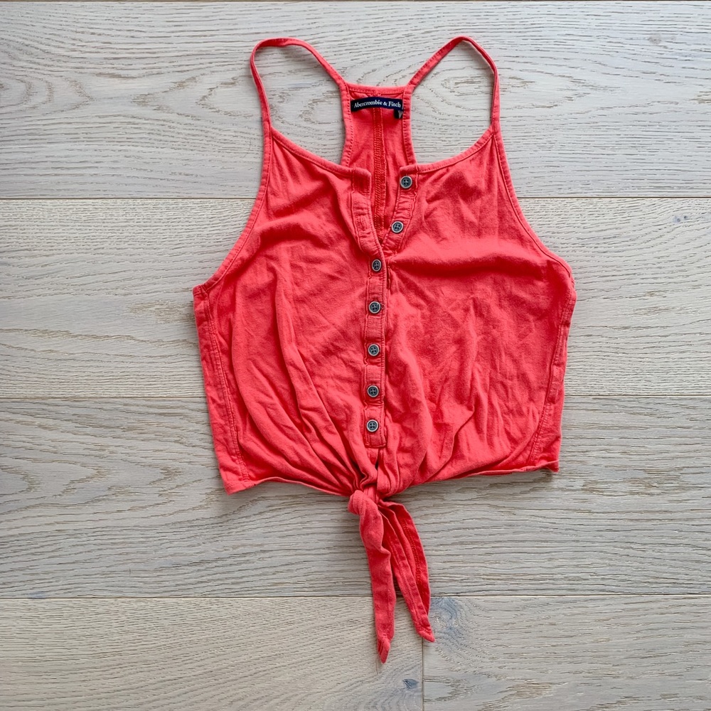 Coral Small racer pack crop knot tank